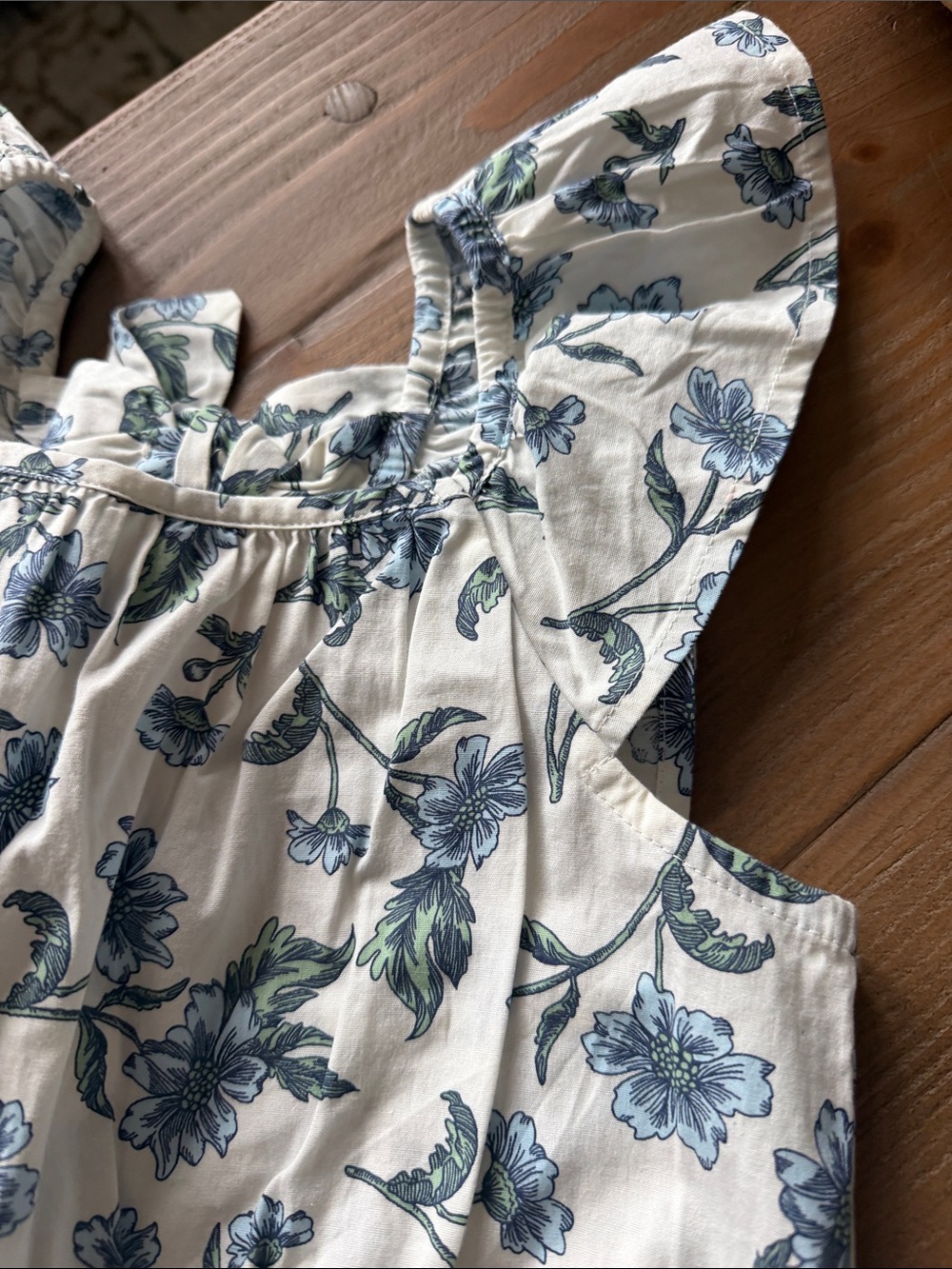 Crew Cuts Girls' Blue Floral Ruffle Sleeve Dress - Classic Cotton Sundress - Picture 2 of 6